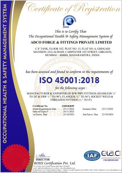 ISO 45001:2018 Certificate