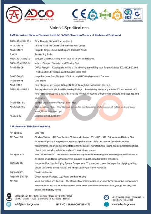 material specifications adco forge